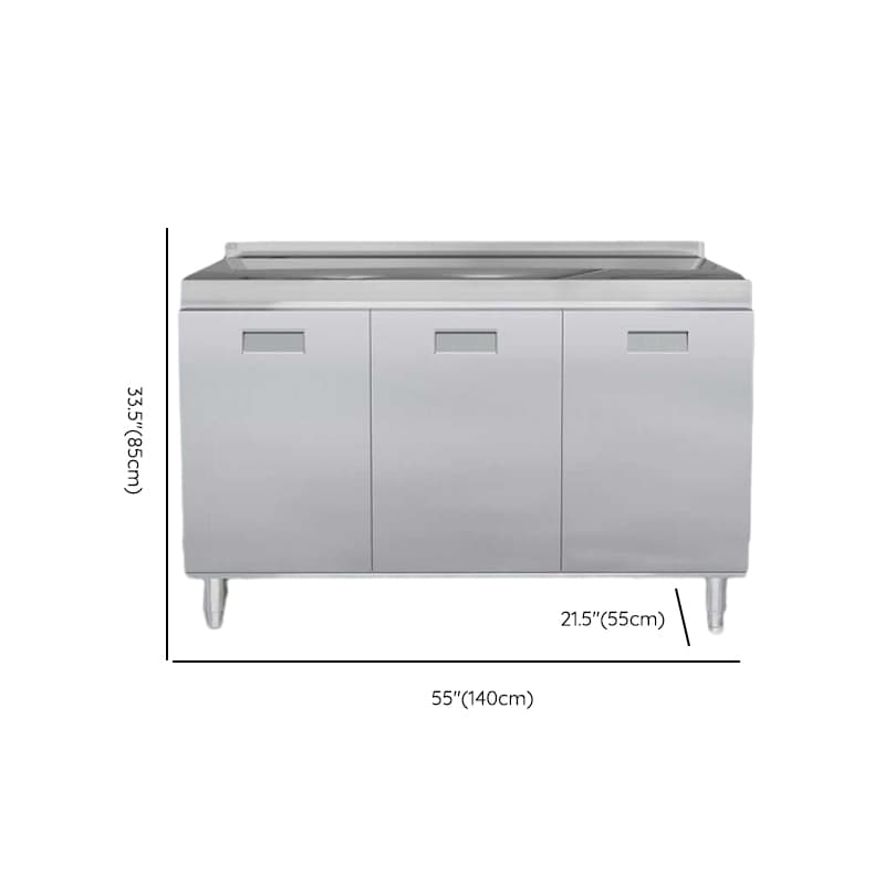 Casual Chrome Sideboard with Stainless Steel Countertop thumbnail 7