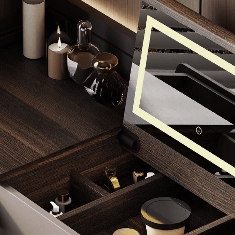 Multi-Purpose Vanity Set with 10 Drawers, Lighting, Push-Pull, 2-in-1 Functionality, Adjustable Touch and Brightness thumbnail 4