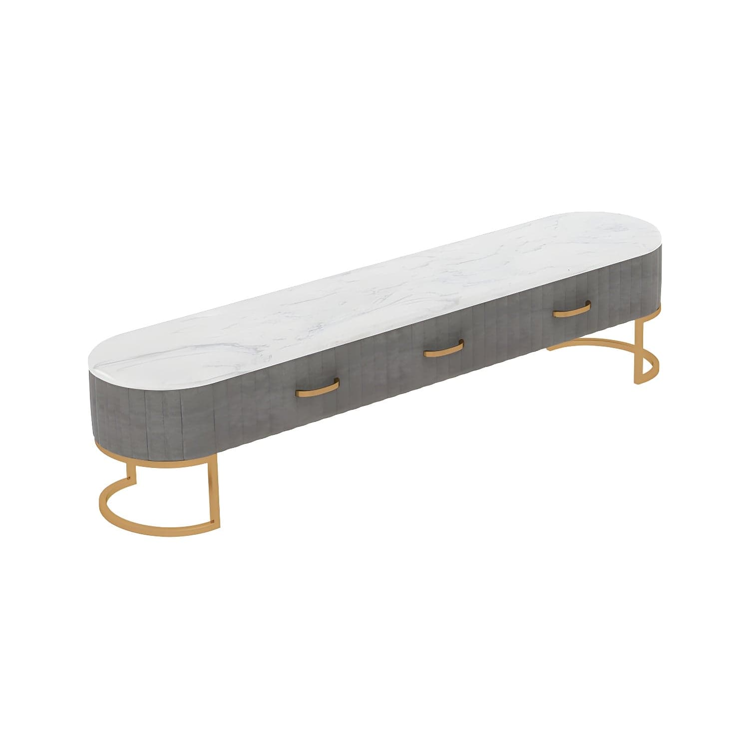 Scandinavian TV Stand Imitation Marble Enclosed Storage TV Console with Drawers thumbnail 3