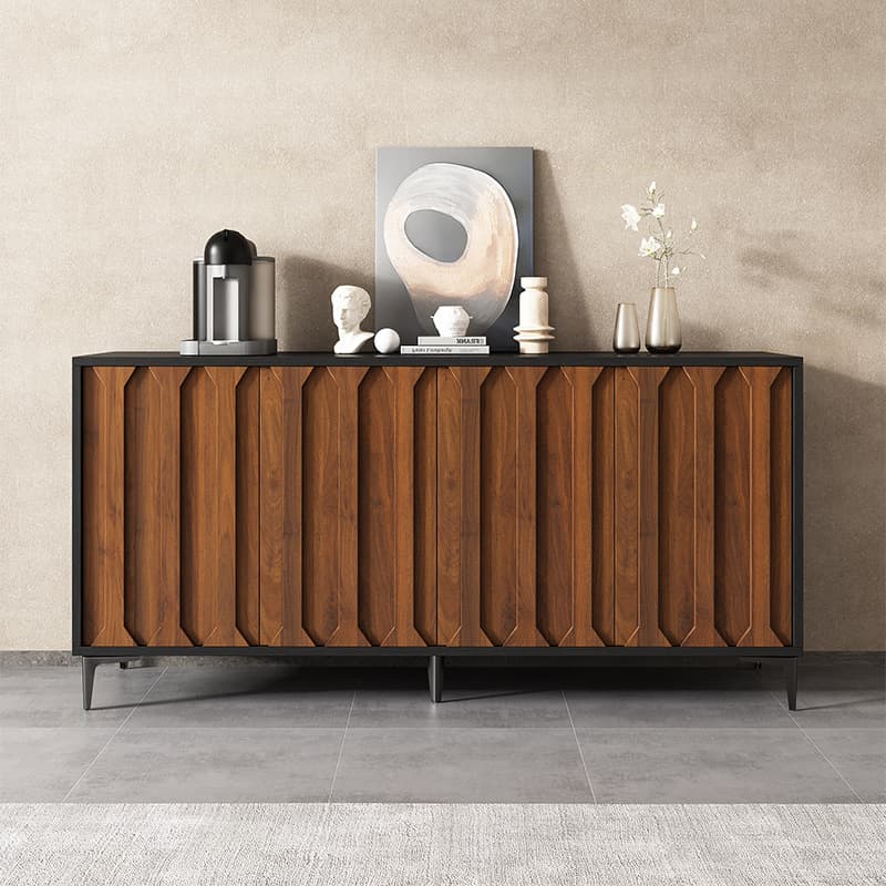 Simplistic Sideboard with 3 Drawers, Hutch, 2 Shelves, and Laminate Countertop Featuring 2 Doors/1 Door Cabinets thumbnail 4