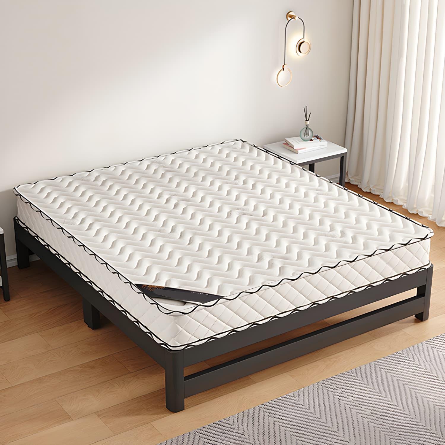 Modern Metal Bed Frame with Legs and Non-Upholstered Solid Color Design thumbnail 5