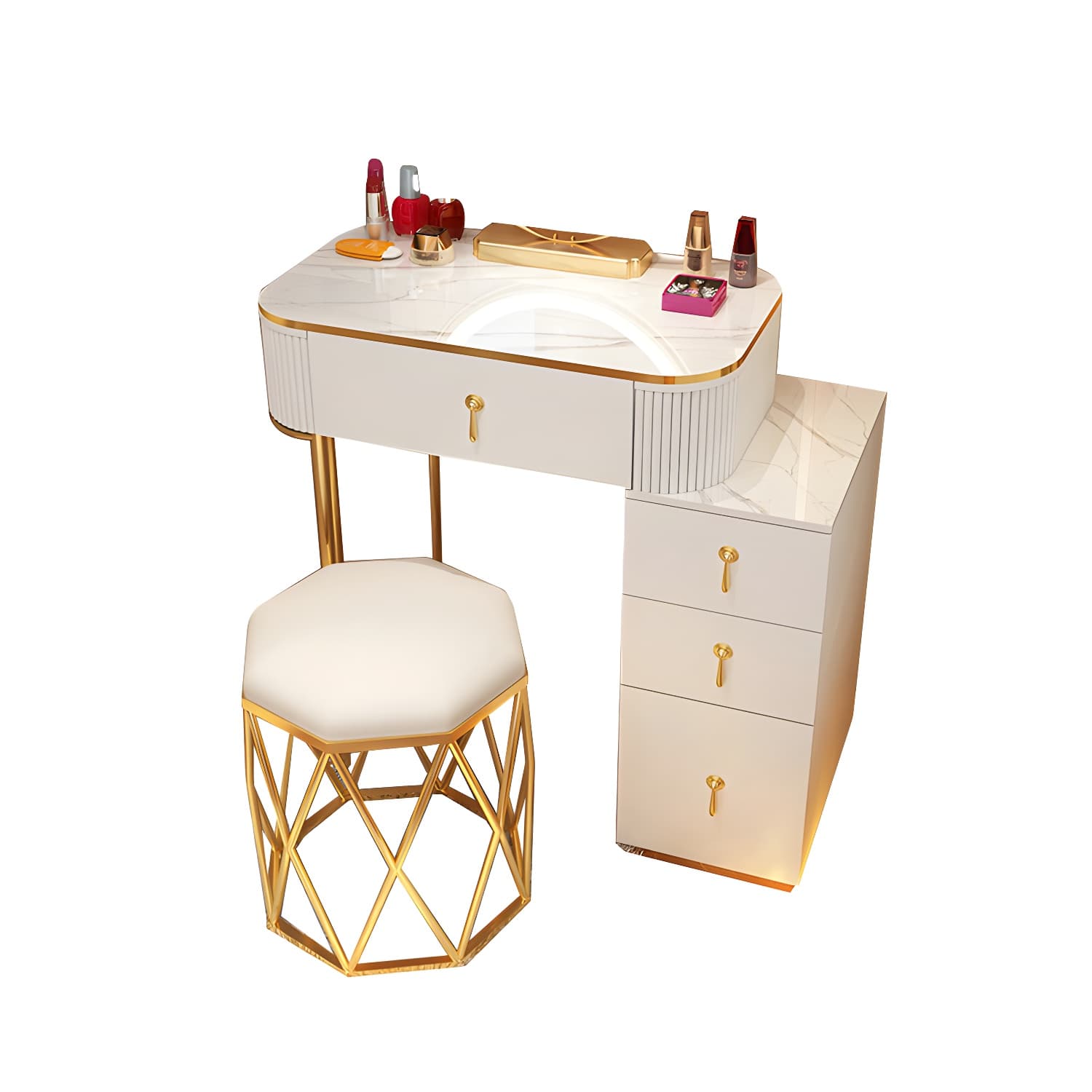 Removable Makeup Counter Bedroom Vanity Dressing Table with Lighted Mirror thumbnail 13