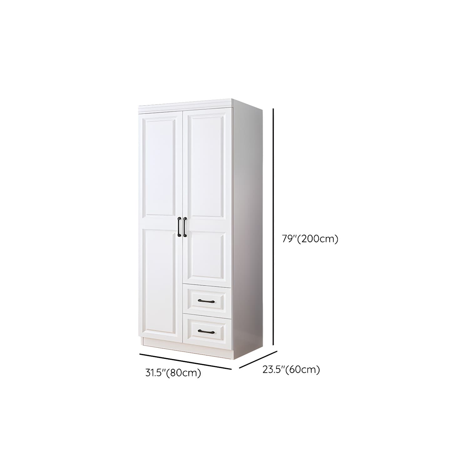 Modern White Wood Wardrobe Armoire with Soft-Close Drawers and Clothing Rod thumbnail 9