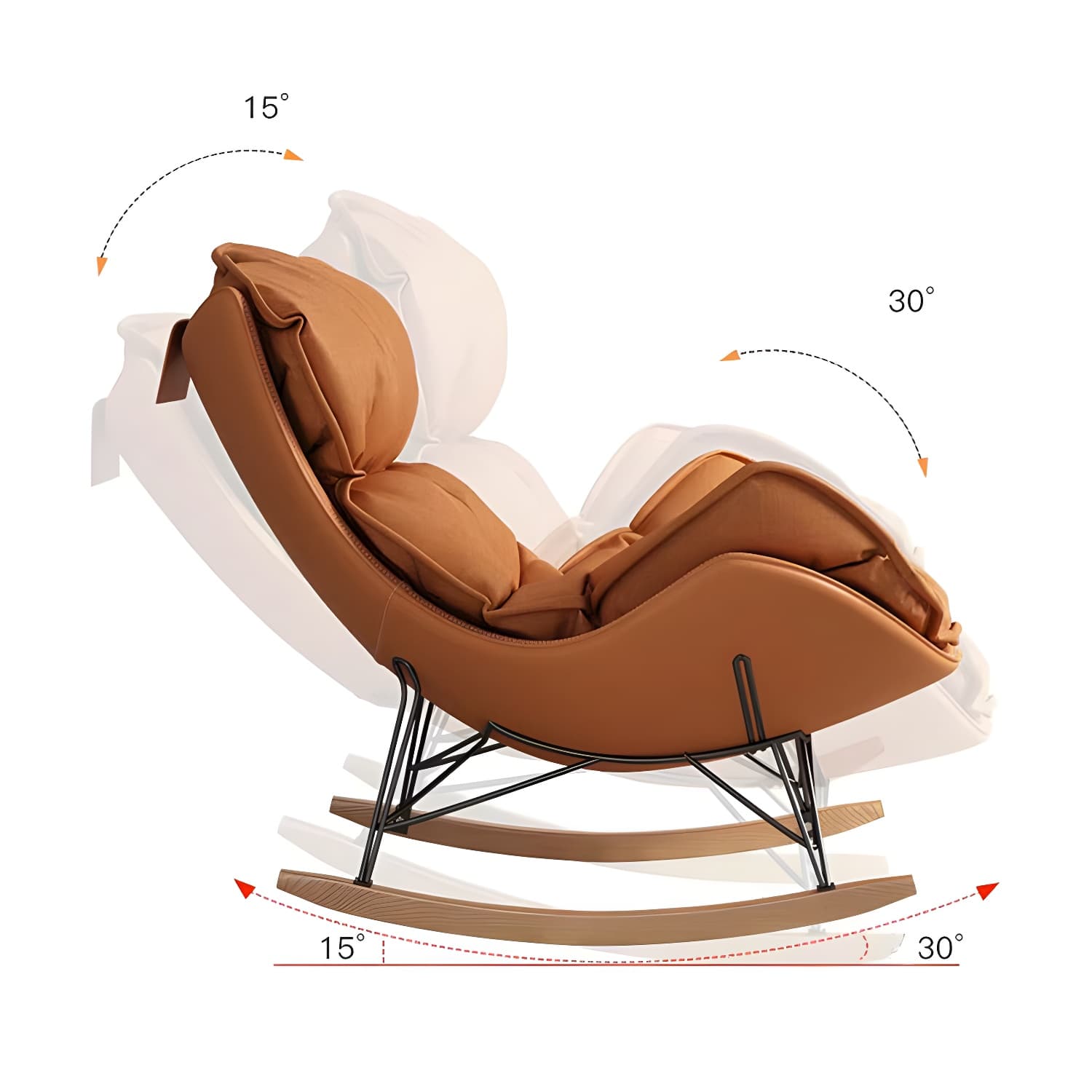 Stylish and Modern Upholstered Rocking Chair with Natural Wood Legs thumbnail 16