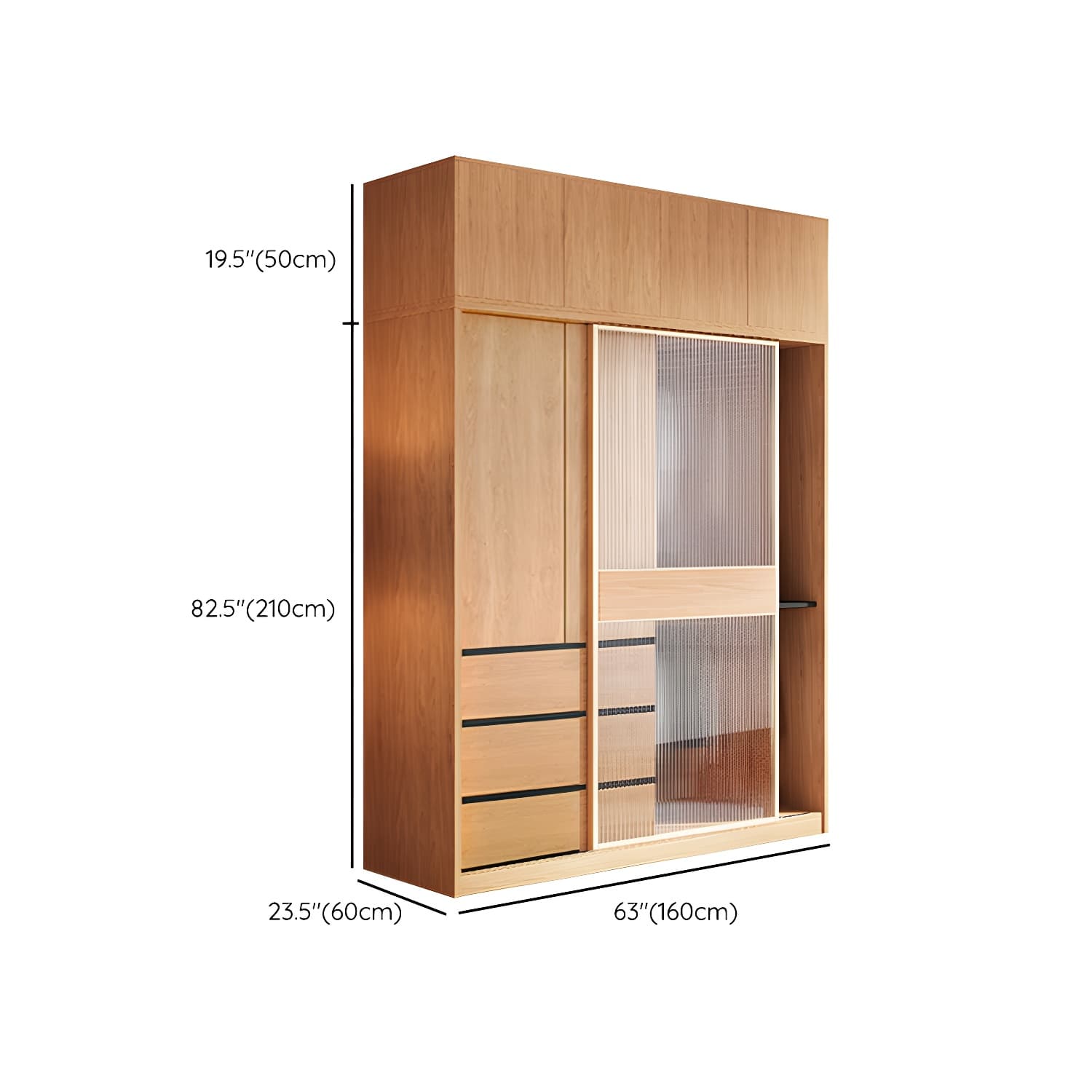 Engineered Wood Wardrobe Armoire with Drawer Modern Wardrobe Closet thumbnail 19