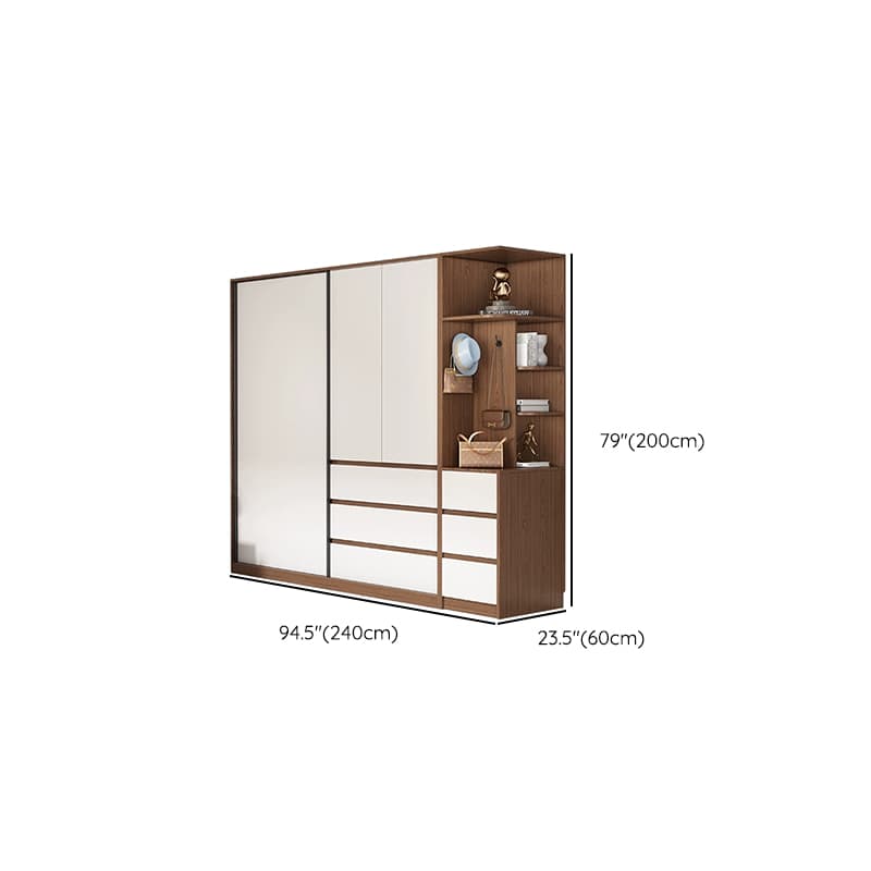 3-Door Scandinavian Soft-Close Drawers Wooden 3-Door Wardrobe Armoire 23.62 inch thumbnail 26