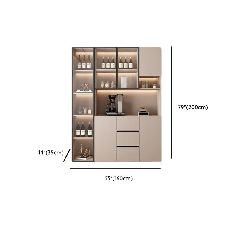 Wide/Standard/Narrow Modern Timber 3 Drawers 2 Shelves/3 Shelves/1 Shelf Glass Doors Pantry Hutch Sideboard thumbnail 29