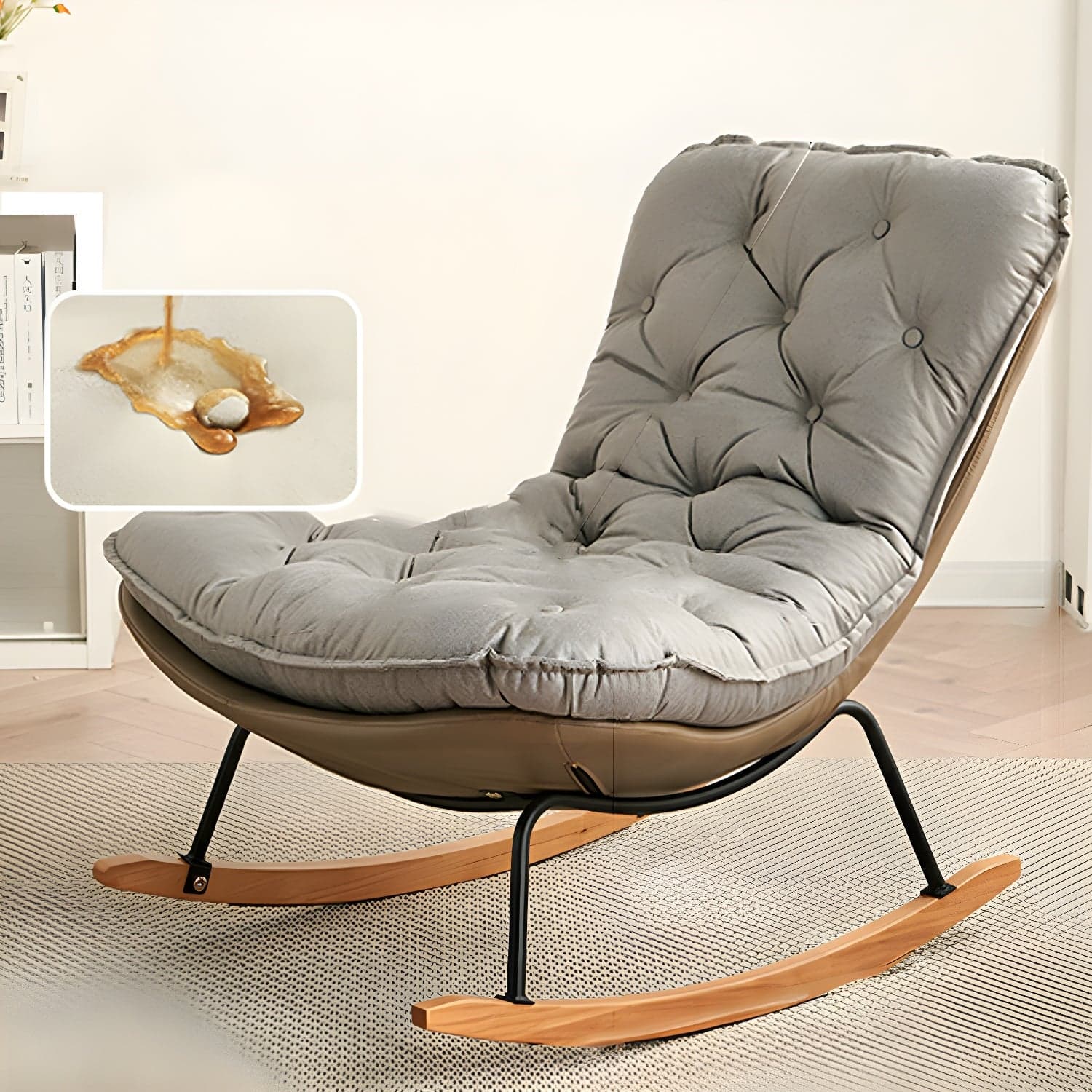 41" Wide Upholstered Button-Tufted Rocking Accent Chair with Legs thumbnail 2