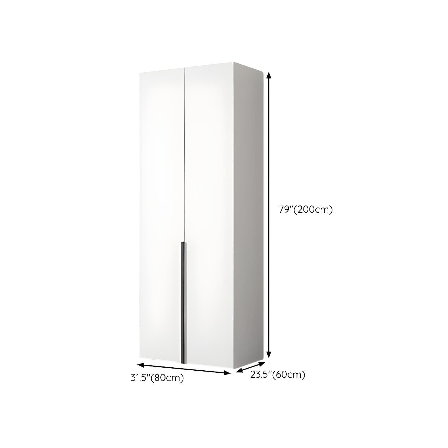 White Wood Wardrobe Armoire with Hinged Doors and Shelves Included thumbnail 10