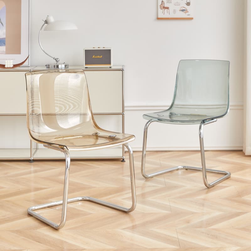 Art Deco Home Side Chair with Solid Back Panel, Metallic Metal Legs thumbnail 9