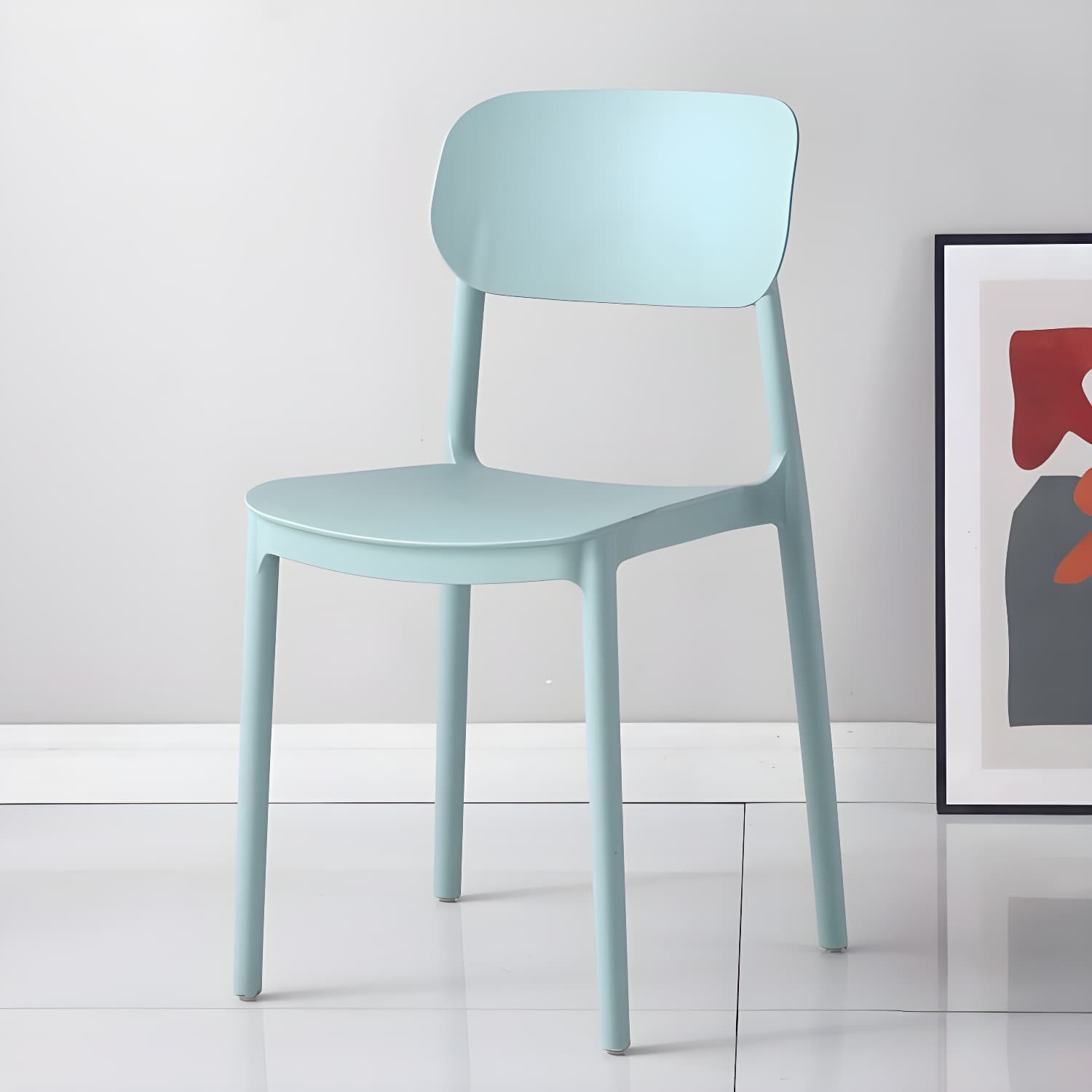 Stackable Scandinavian Style Side Chair with Low Back in Plastic & Acrylic - Armless thumbnail 5