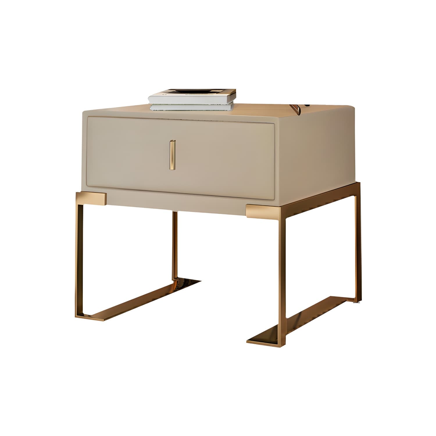 Faux Leather Nightstand 1-Drawer 21 Inch Tall Modern Legs Included Night Table thumbnail 27