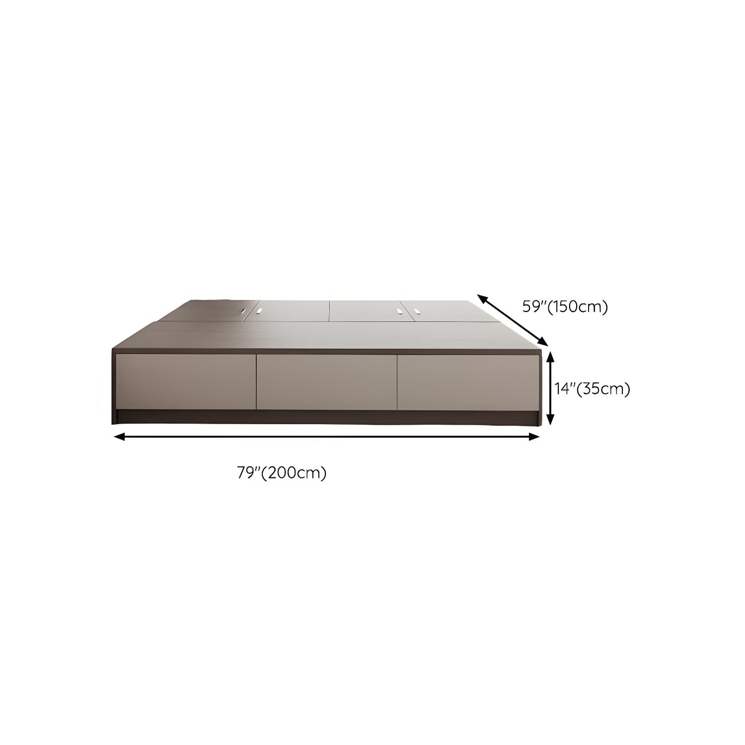 Brown Wood Lift Up Storage Bed with 3 Drawers and Solid Color Design thumbnail 14