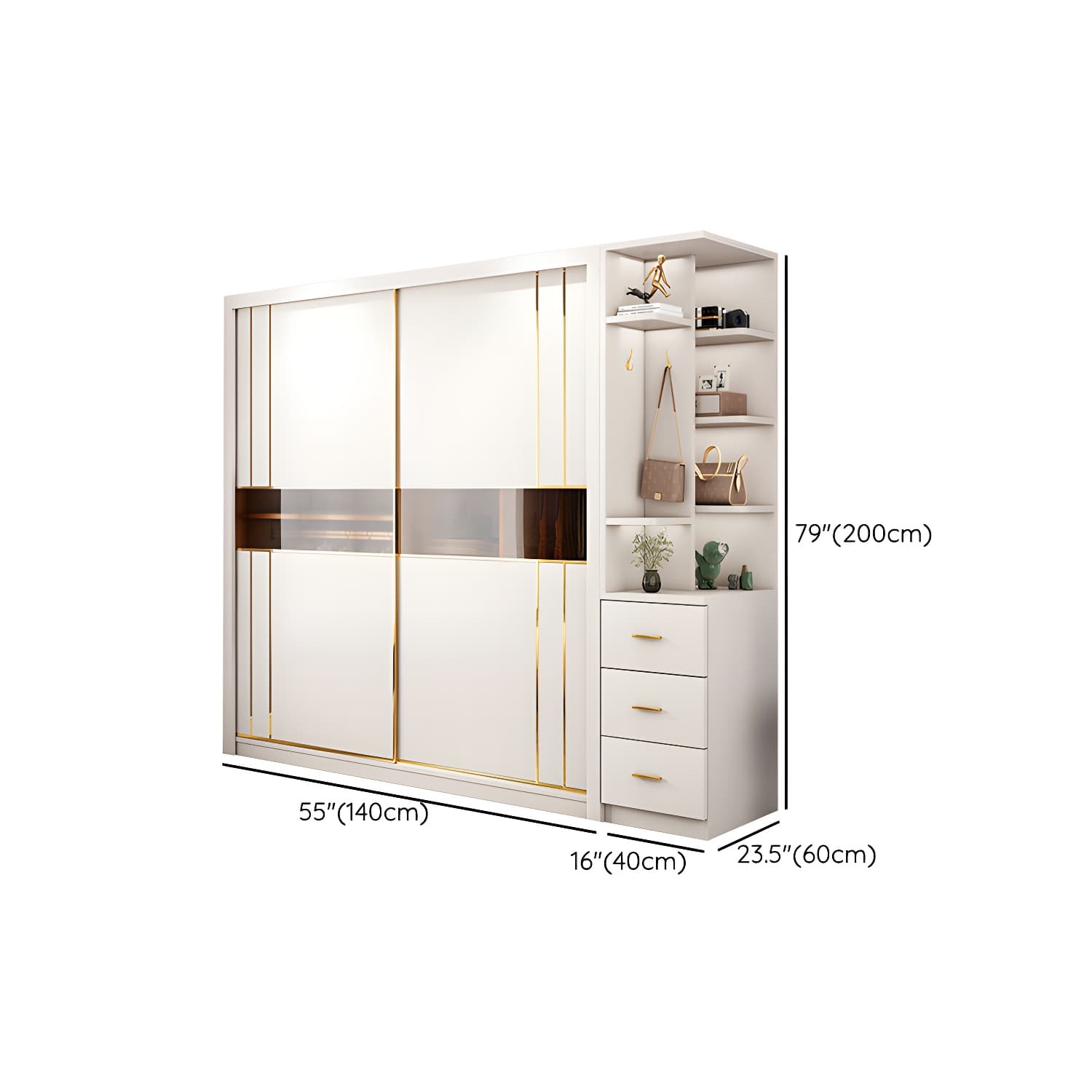 Modern Style Wardrobe Cabinet Glass Wardrobe Closet for Home thumbnail 18