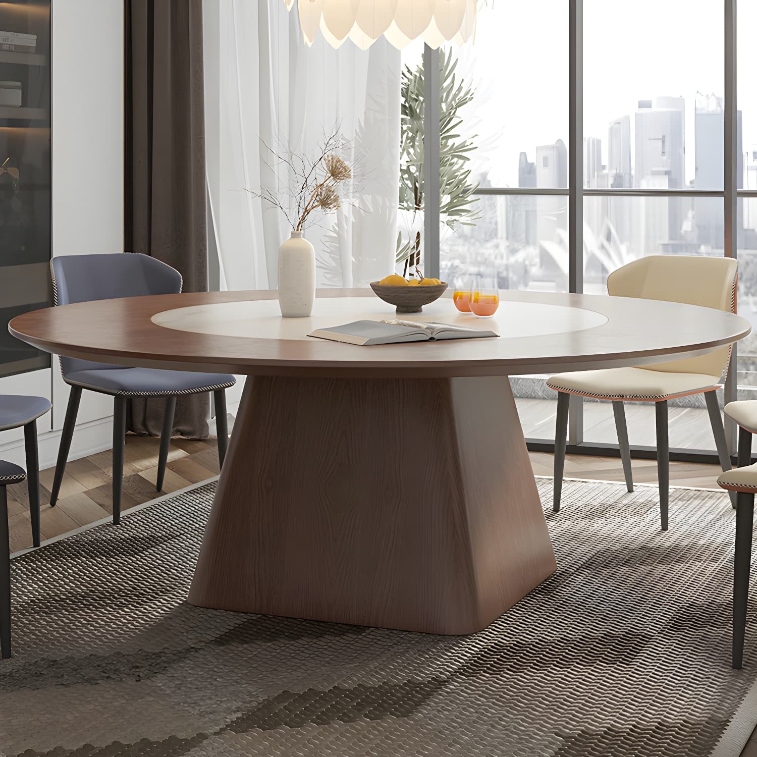 Contemporary Sintered Stone Table Round Table Set 1/6/8/9/12 Pieces Dining Set thumbnail 14