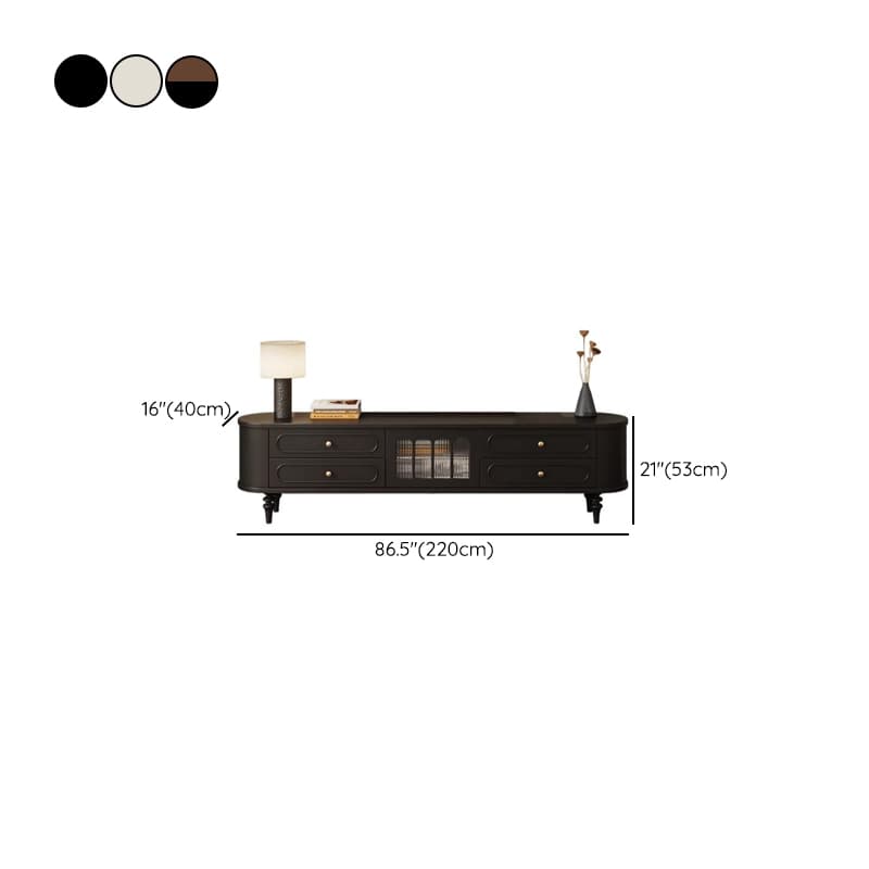 Modern Real Wood TV Stand with Shelf, 4 Drawers, Hutch, and Door thumbnail 14