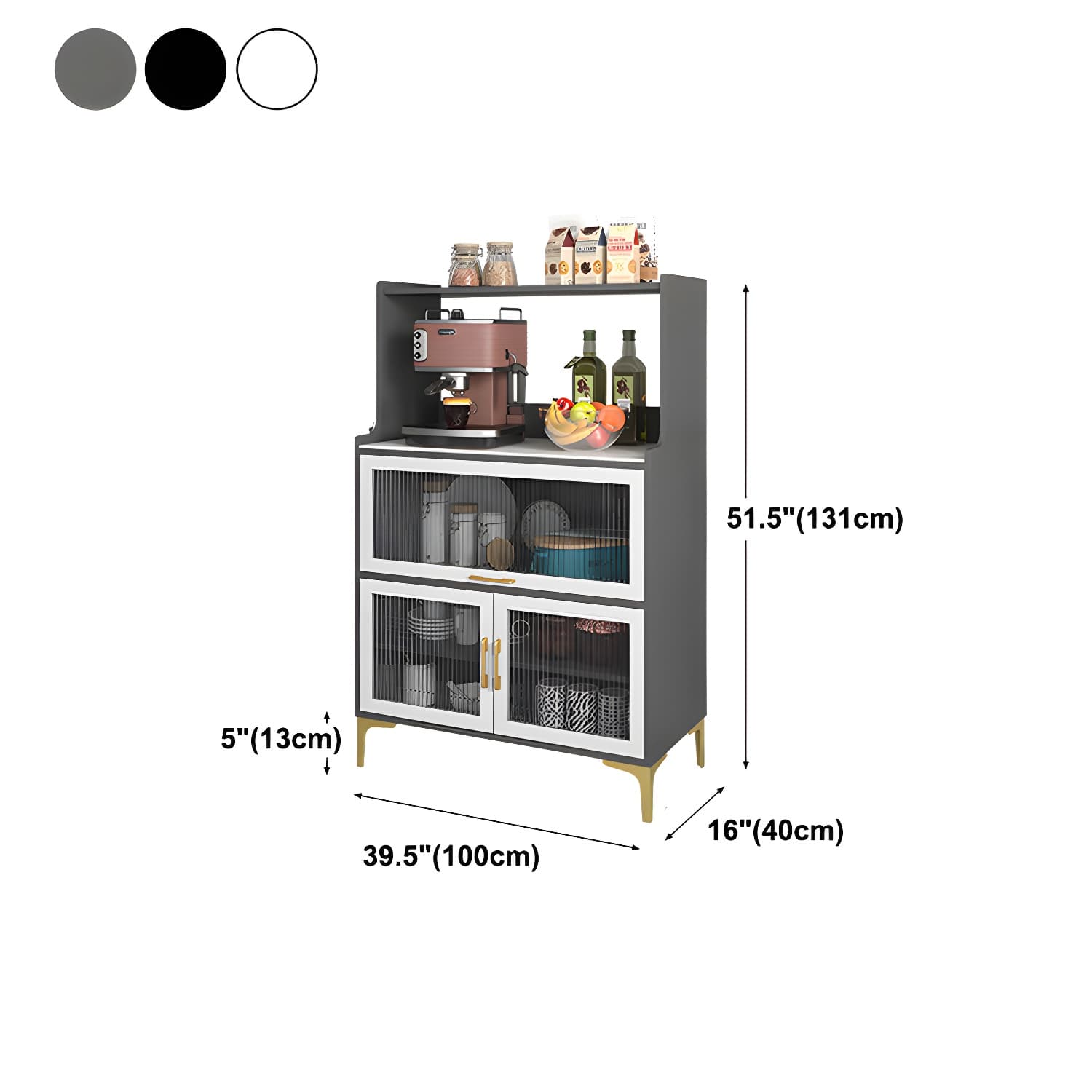 Sintered Stone Countertop Dining Server Manufactured Wood Kitchen Server with Glass Doors thumbnail 19