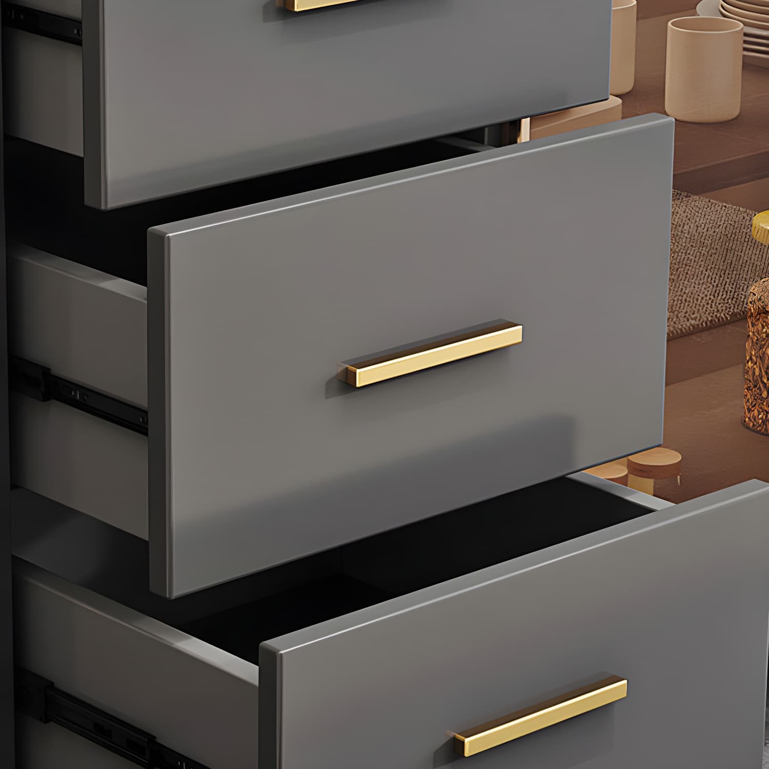 Wood Glass Doors Contemporary Style Buffet Sideboard with Cabinets and Drawers - image 10