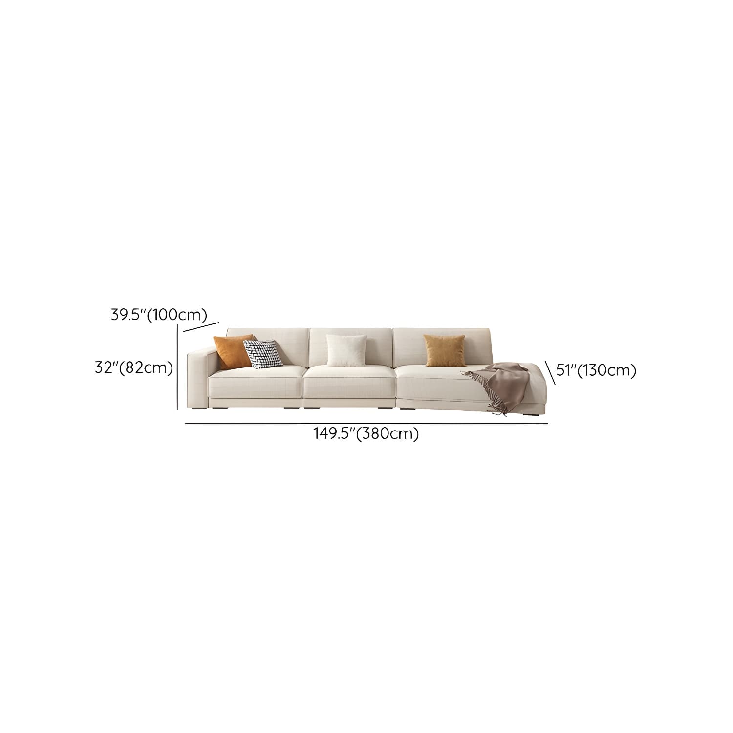 Modern Beige Linen L-Shape Sofa Chaise with Square Arm in Wood Frame thumbnail 22