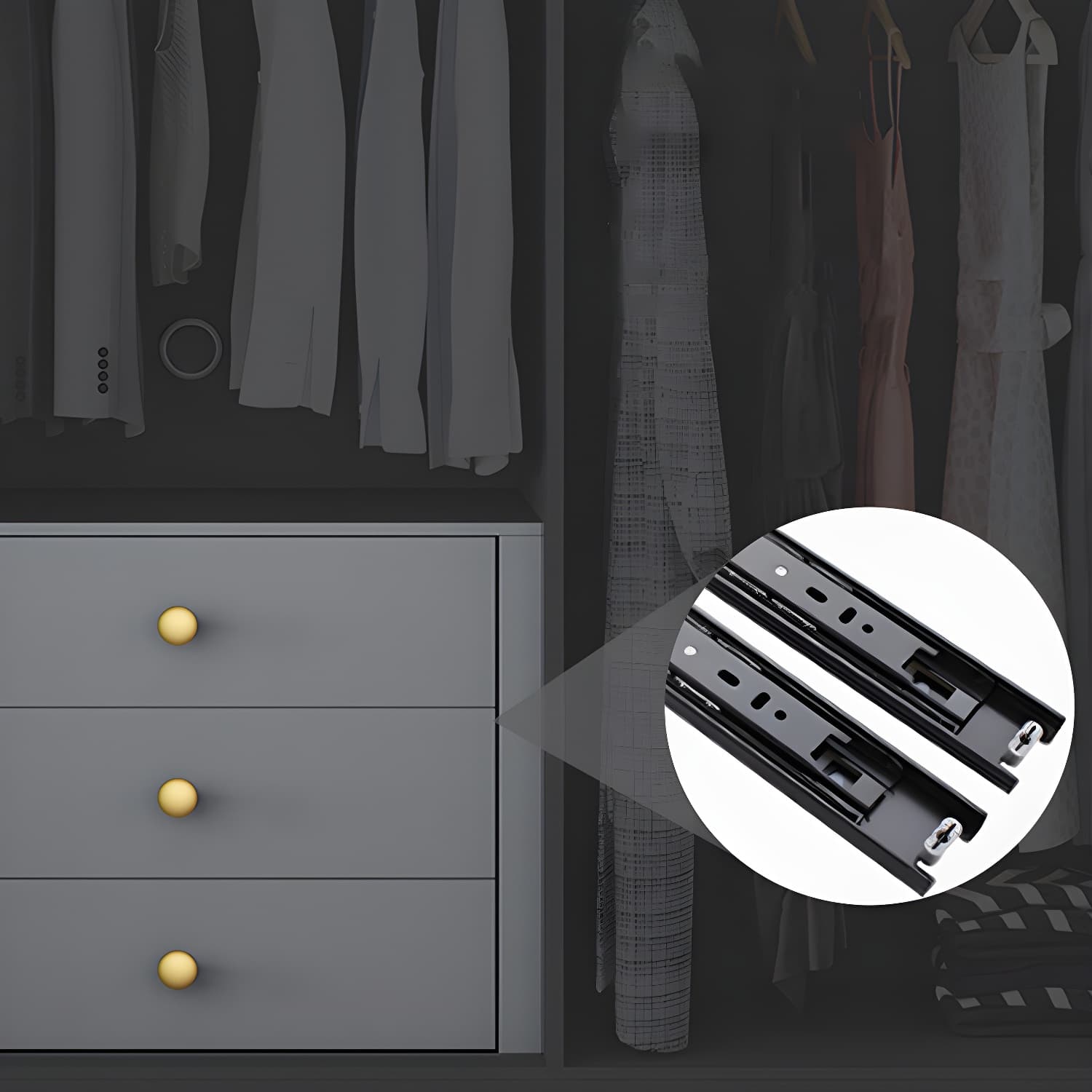 Modern Wardrobe Closet Grey Engineered Wood Wardrobe Cabinet thumbnail 6