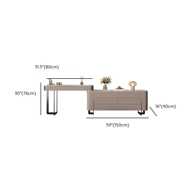 Vanity Set in Tan with 7 Drawers, Scalable and Push-Pull Features thumbnail 16
