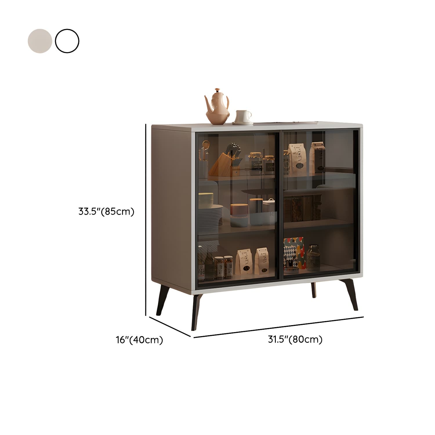 Glass Door Modern Wooden Kitchen Sideboard with Adjustable Shelving thumbnail 20