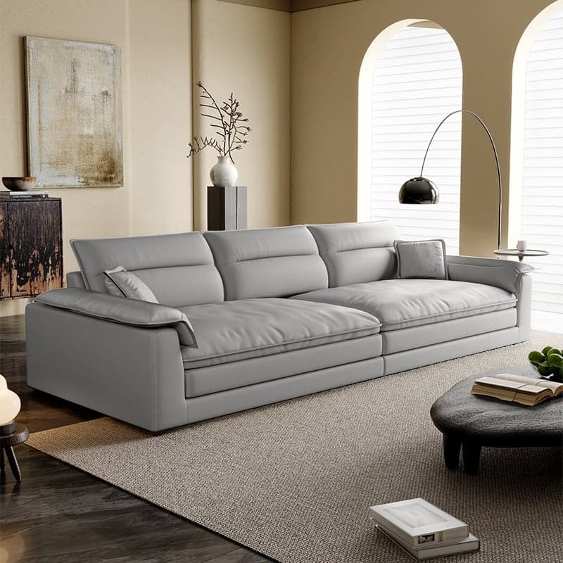 Modish Solid Color Water Resistant Standard Sofa in Light Gray/White/Light Brown with Seats 3/2-seater and 2 Pillows thumbnail 6