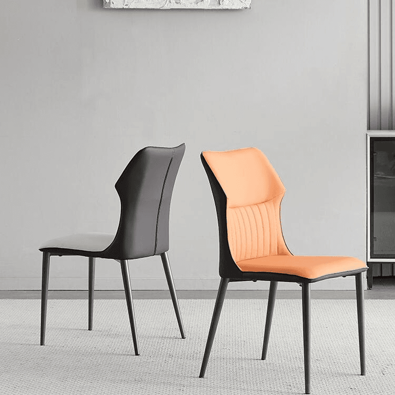 Minimalist Side Chair with Closed Back, Padded Upholstery, and Ink Metal Legs thumbnail 8