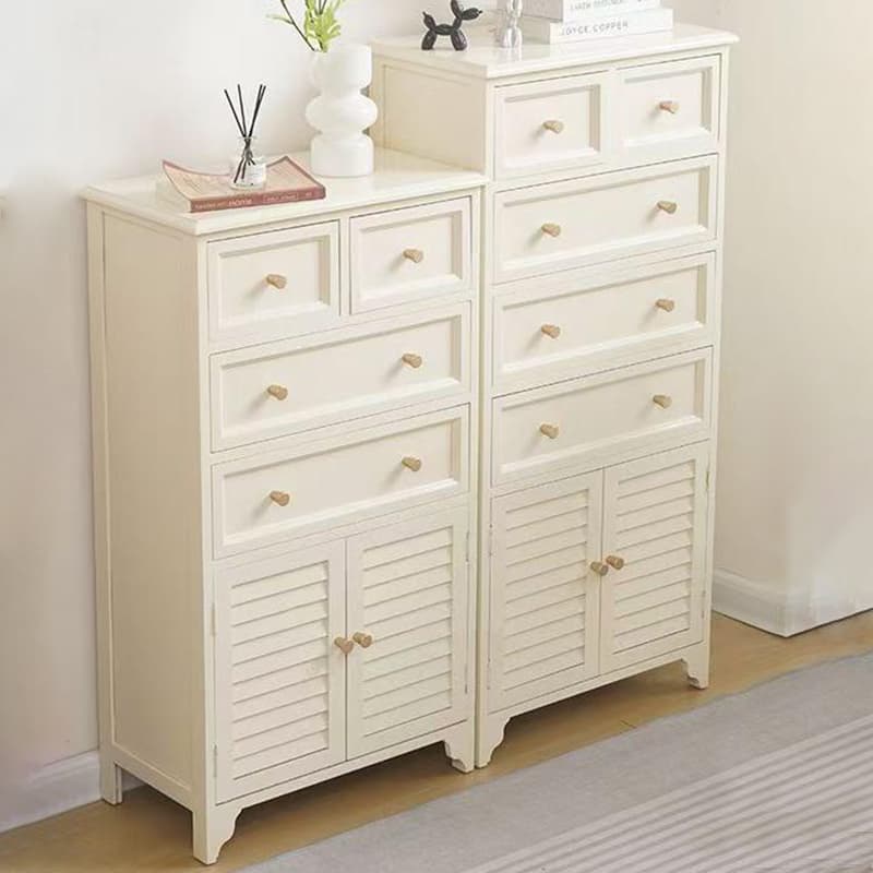 Rectangular Damp-proof Accent Cabinet with Storage Drawer, Closet, Glazed Door, Cabinet Knobs in Chalk/Brown/Wood Color thumbnail 7