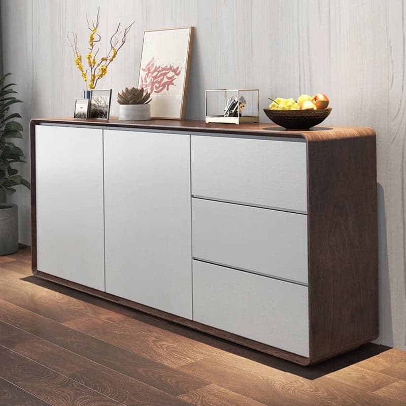 Simplistic 3 Drawers Freestanding Floor Sideboard/Server in Wood with 3 Shelves and Cabinet thumbnail 7