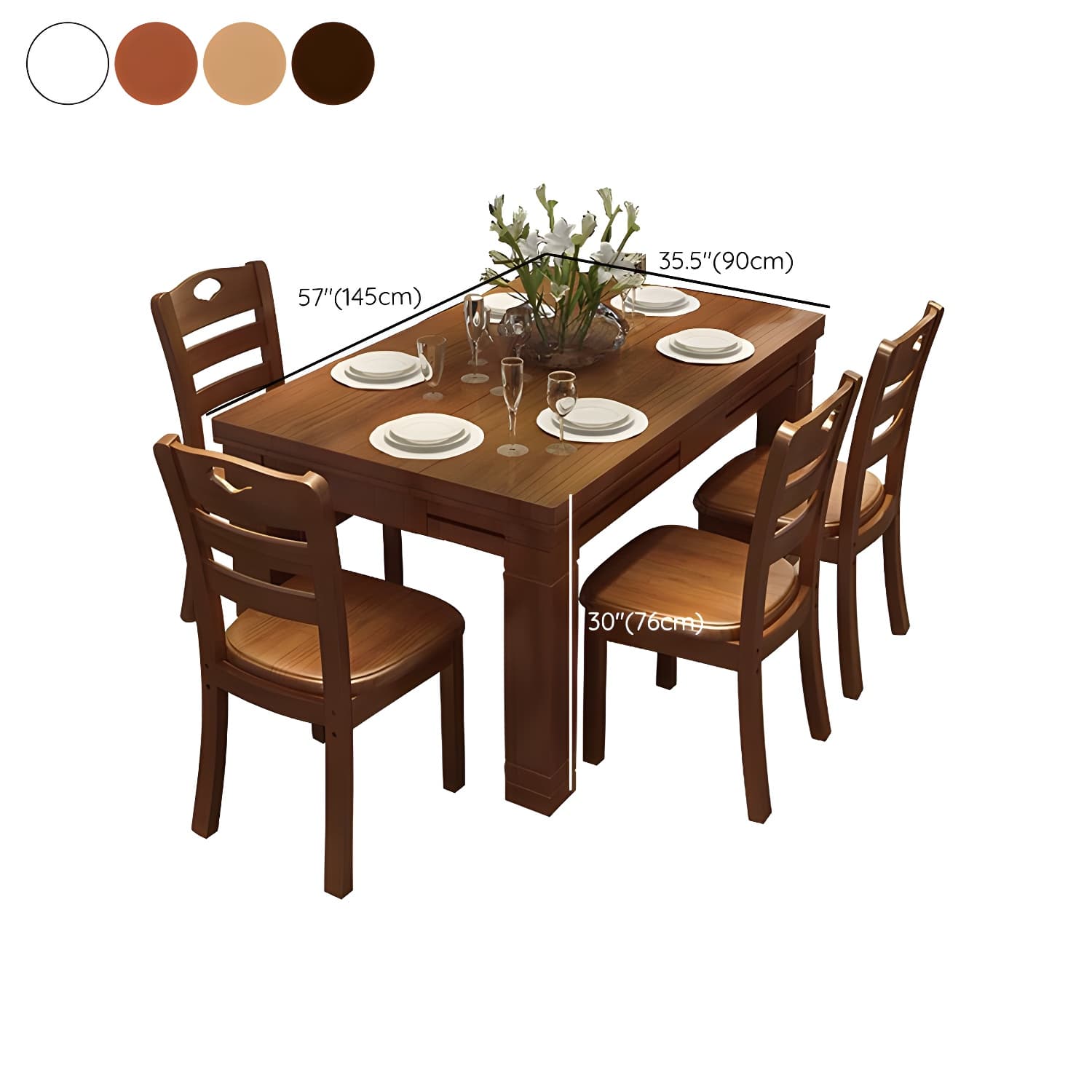 7-Piece Modern Wood Dining Set with Solid Wood Features and Seating for 6 thumbnail 16