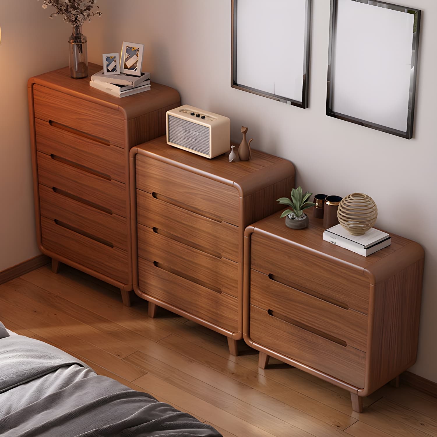 Modern Solid Wood Dresser with Narrow Profile and Drawers in Natural Finish thumbnail 5