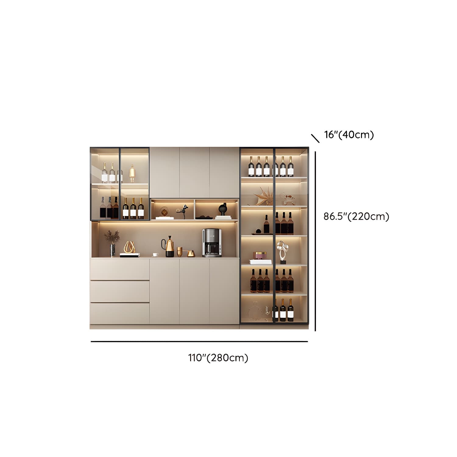 Modern Wood Cabinet with Glass Doors and Non-adjustable Shelves thumbnail 22