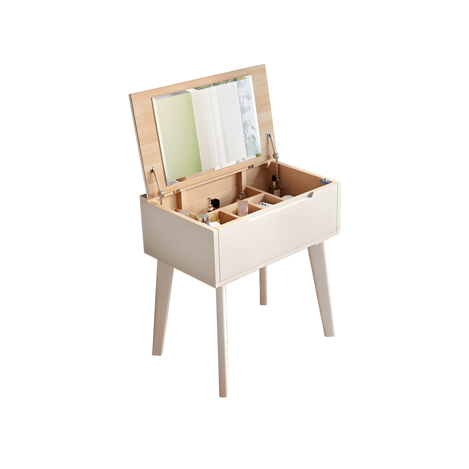 Scandinavian 29.52" Height Solid Wood Table Makeup Vanity with Mirror thumbnail 3