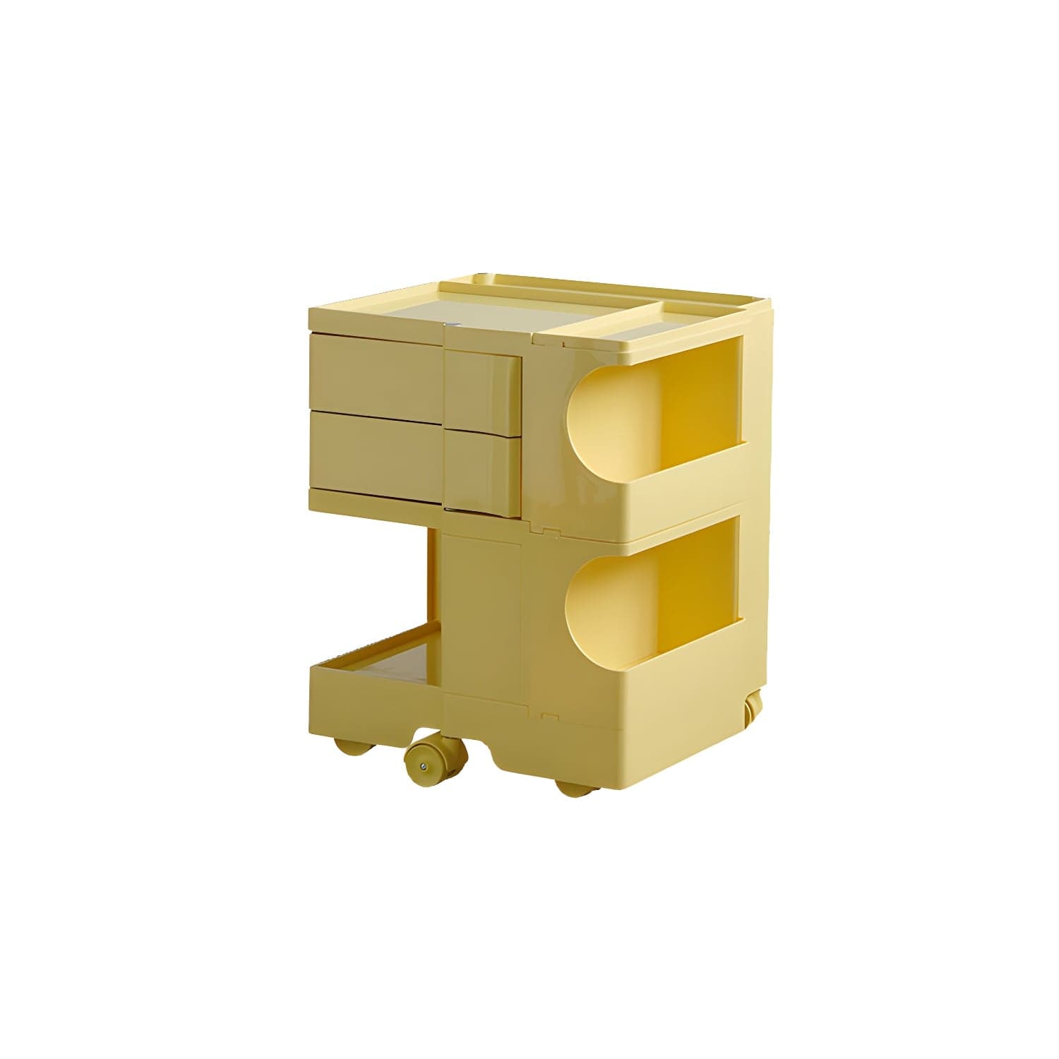 Modern Plastic Night Table Open Storage Night Stand with Wheels thumbnail 9
