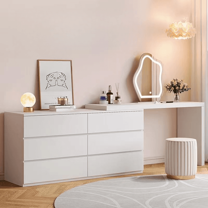 Large Vanity Set with Chalk Seating, 6 Drawers, Lumber Frame, Scalable 2-in-1 Design, and Chair thumbnail 2