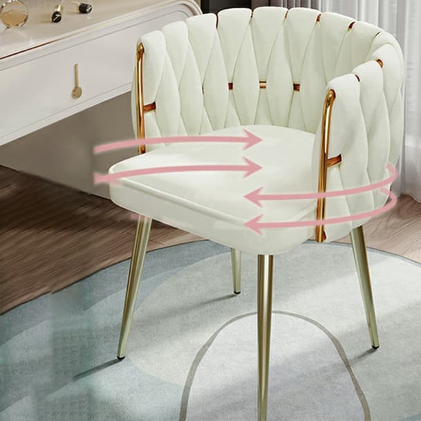 Glam Stable Framed Upholstered Arm Chair with Gold Base and Foot Pads for Dinette, Turned/Non-rotatable thumbnail 7