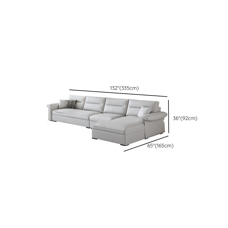 L-Shape/Straight Sofa/Sofa Chaise in Chalk with Under-seat-storage, Right Hand Facing/Horizontal Orientation, and Round Arm thumbnail 9