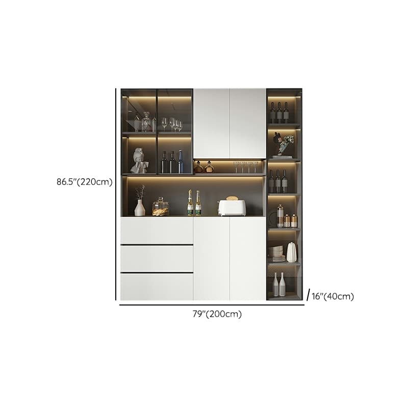 White Modern Buffet Cabinet with Cabinets and Shelves, Full Assembly Needed thumbnail 22