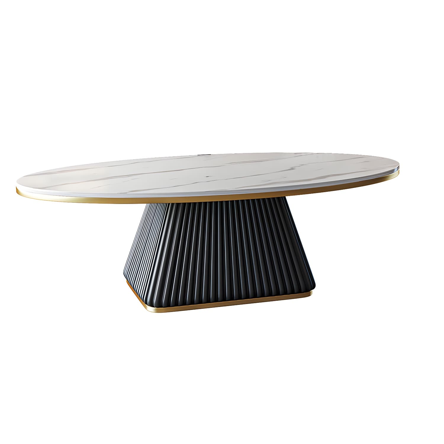 Glam Metal and Slate Cocktail Table Pedestal Coffee Table for Living Room thumbnail 1