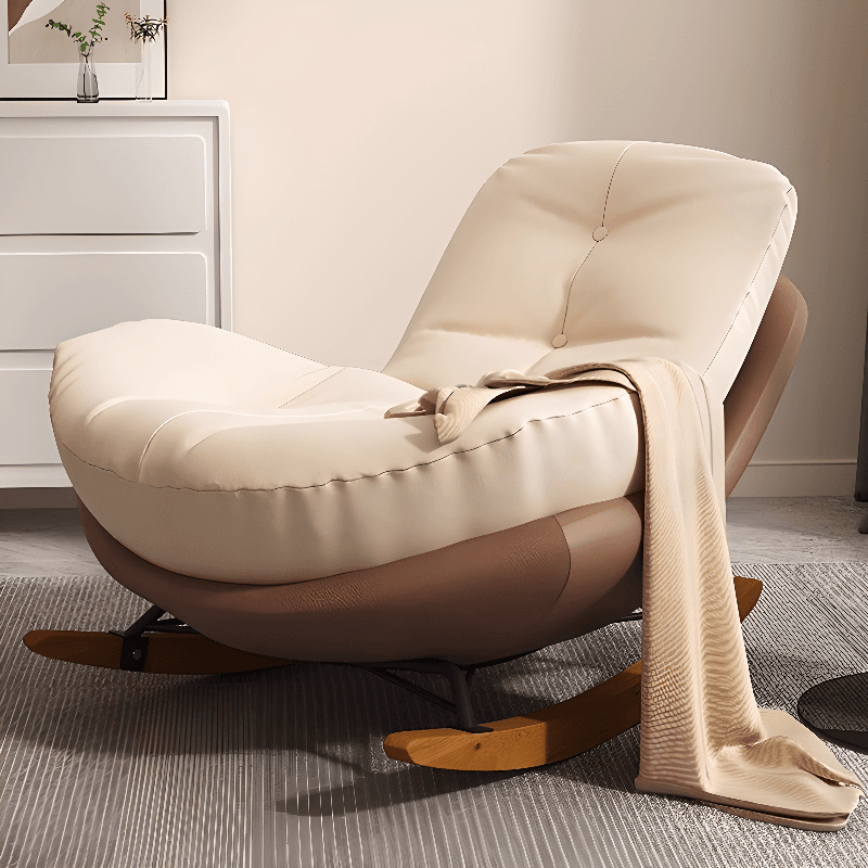 Stationary Upholstered Rocking Chair with Cushioned Rear in a Scandinavian Style, Footstool Included/Not Included thumbnail 8