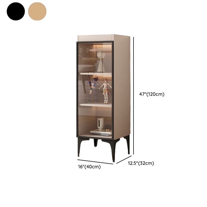 Simple Rectangular Standalone Accent Cabinet with Closet, Laminate Countertop, Glazed Door, and Sand Top thumbnail 8