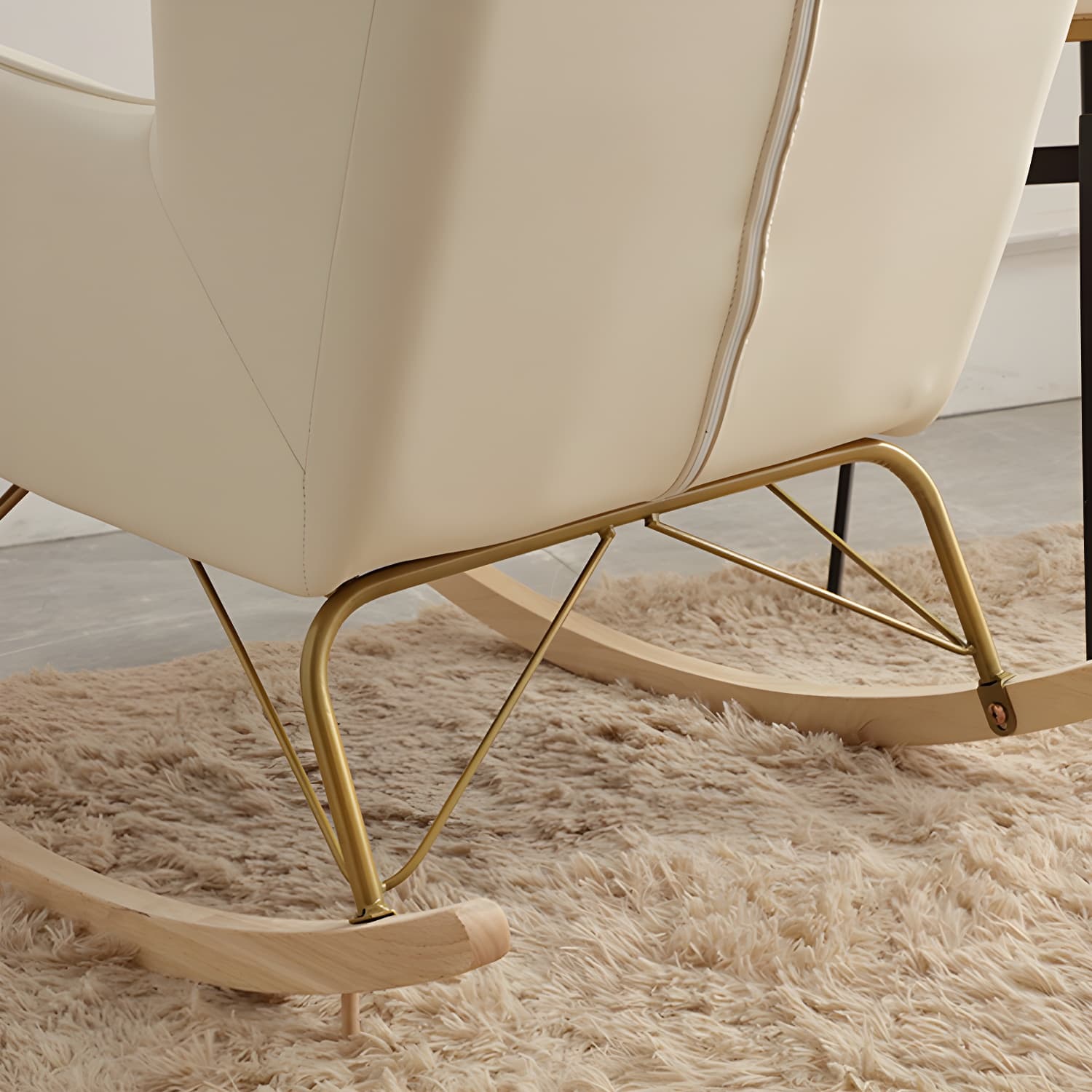 Contemporary Rocking Chair Rubber Wood Frame Wing Chair Back Indoor Rocking Chair thumbnail 13