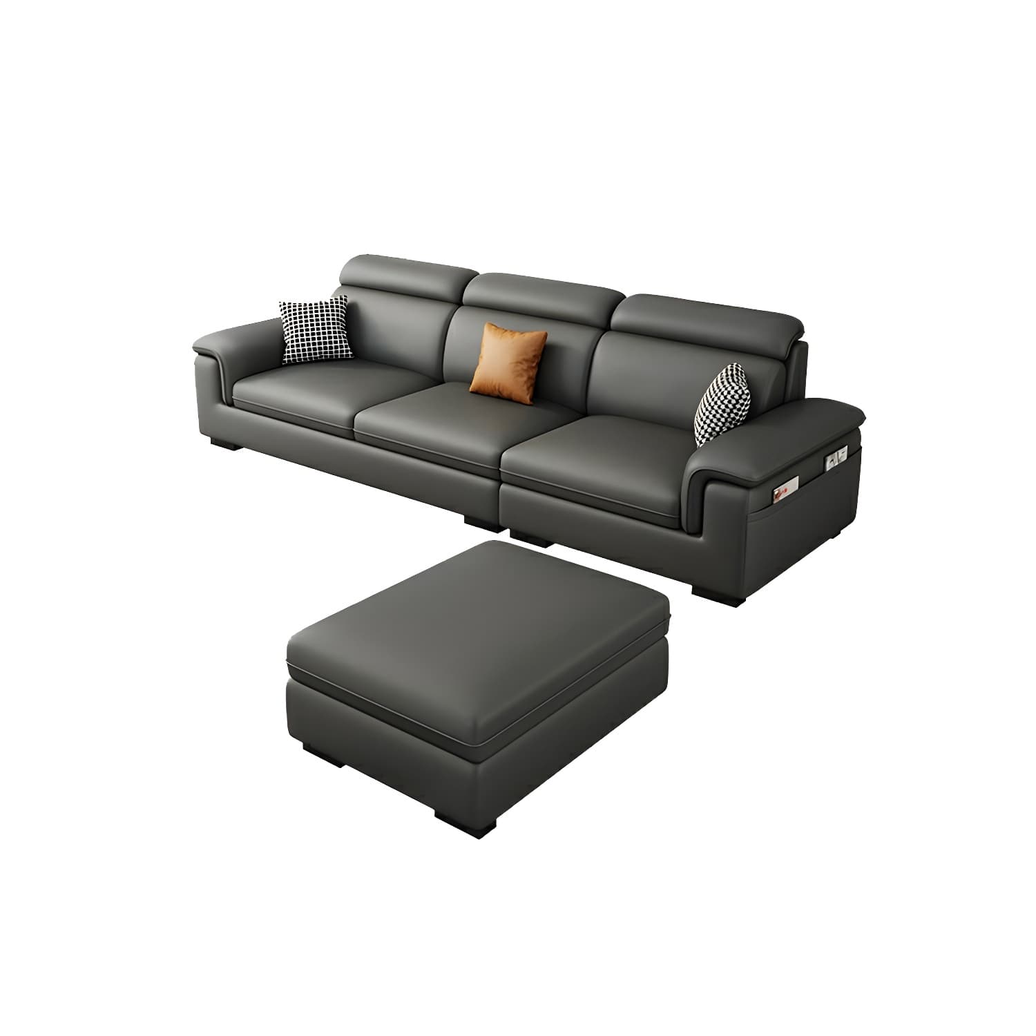 Modern Gray Stationary Sectional Sofa with Pillow Top Arm and Storage thumbnail 8