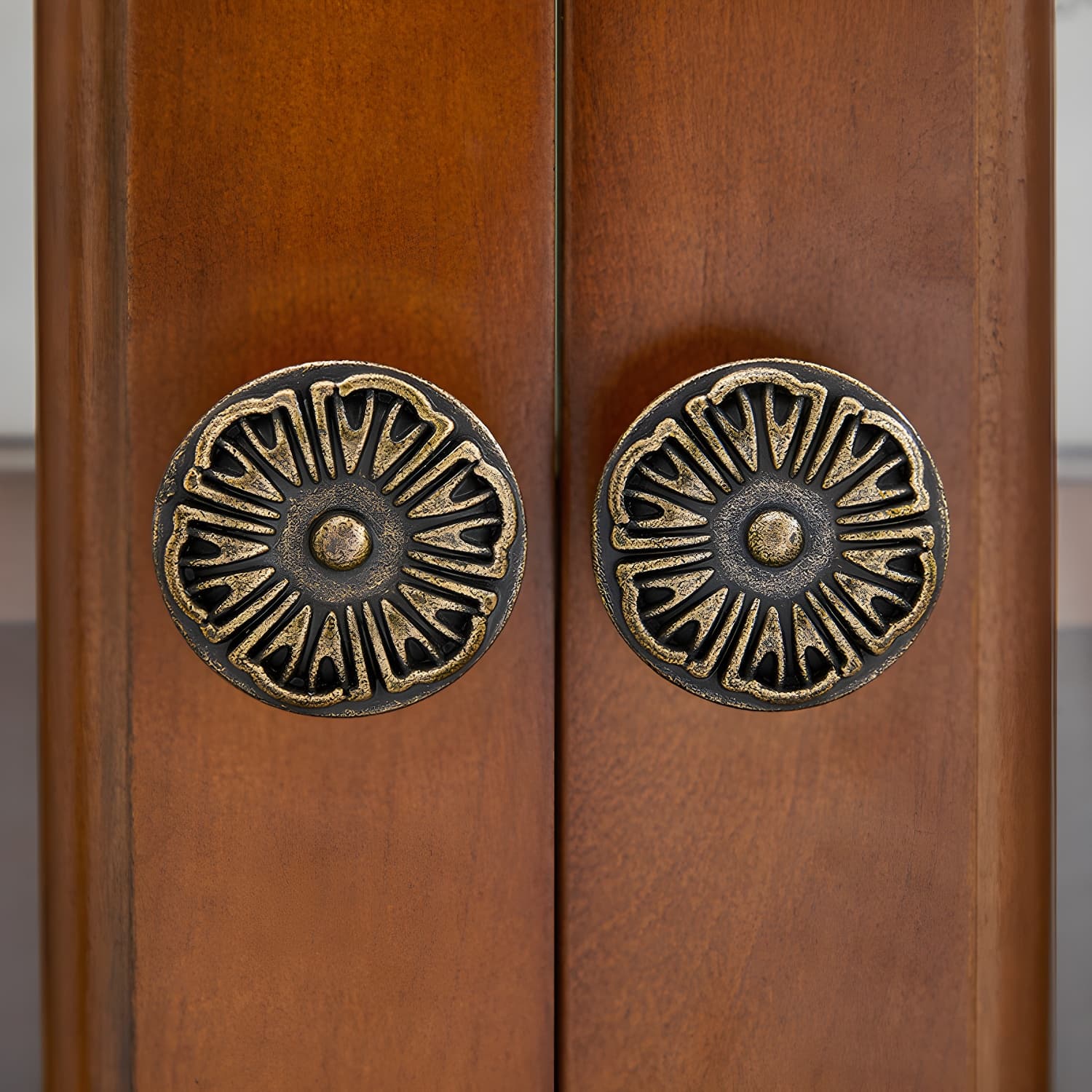 Mid-century Modern Brown Corner Cabinet, Wooden Accent Cabinet with Shelves thumbnail 8