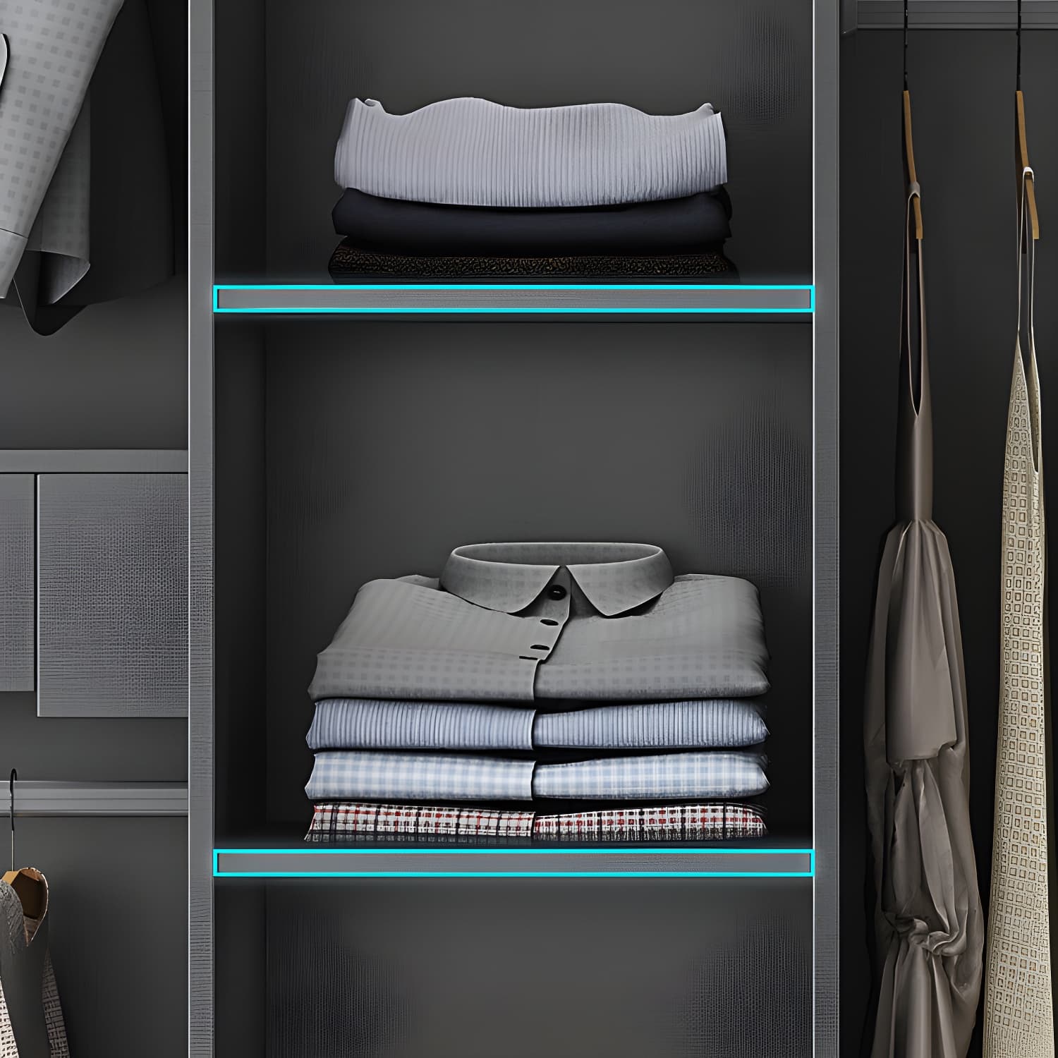 Modern Black Wardrobe Armoire with Garment Rod Wood Wardrobe Closet - image 6