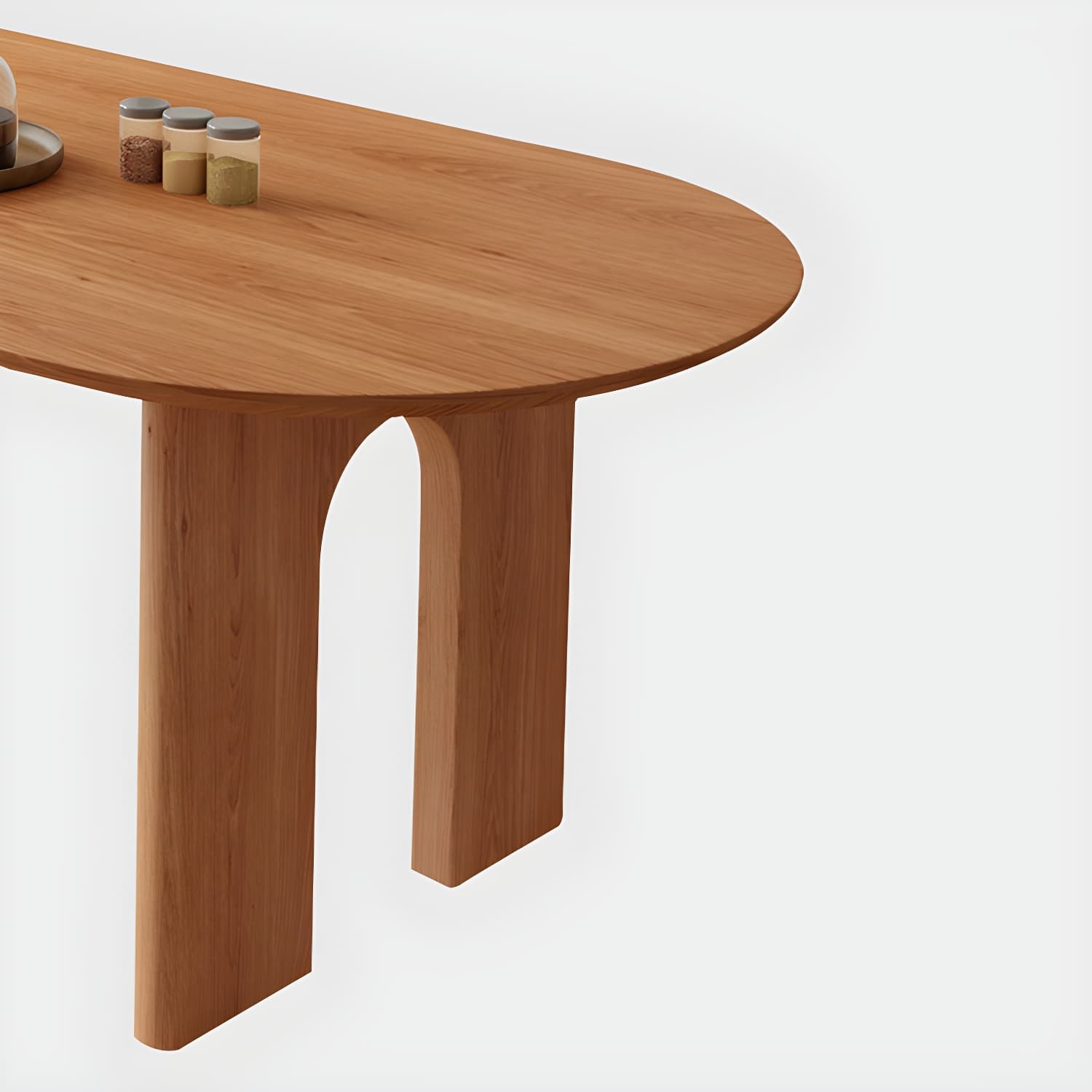 Scandinavian Wooden Oval Dining Table in Natural and Brown for Dining Room thumbnail 8
