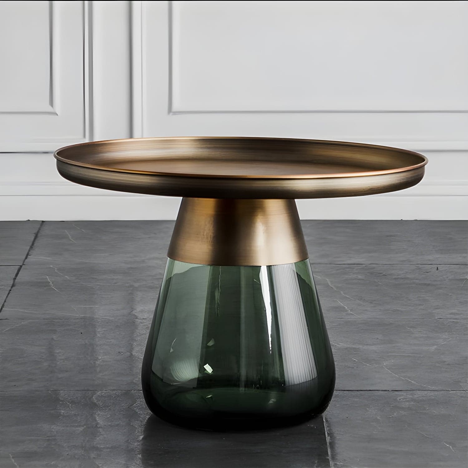 Mid-Century Modern Pedestal Glass Round Storage Single Coffee Table thumbnail 2