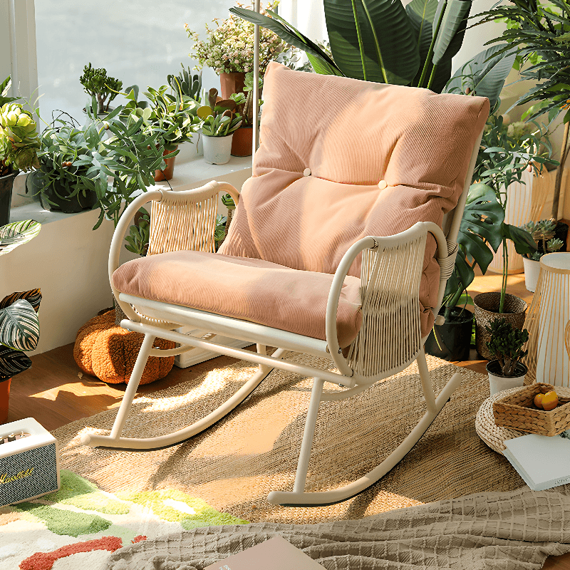 Art Deco Alloy Rocking Chair with Upholstered Track Arm thumbnail 6