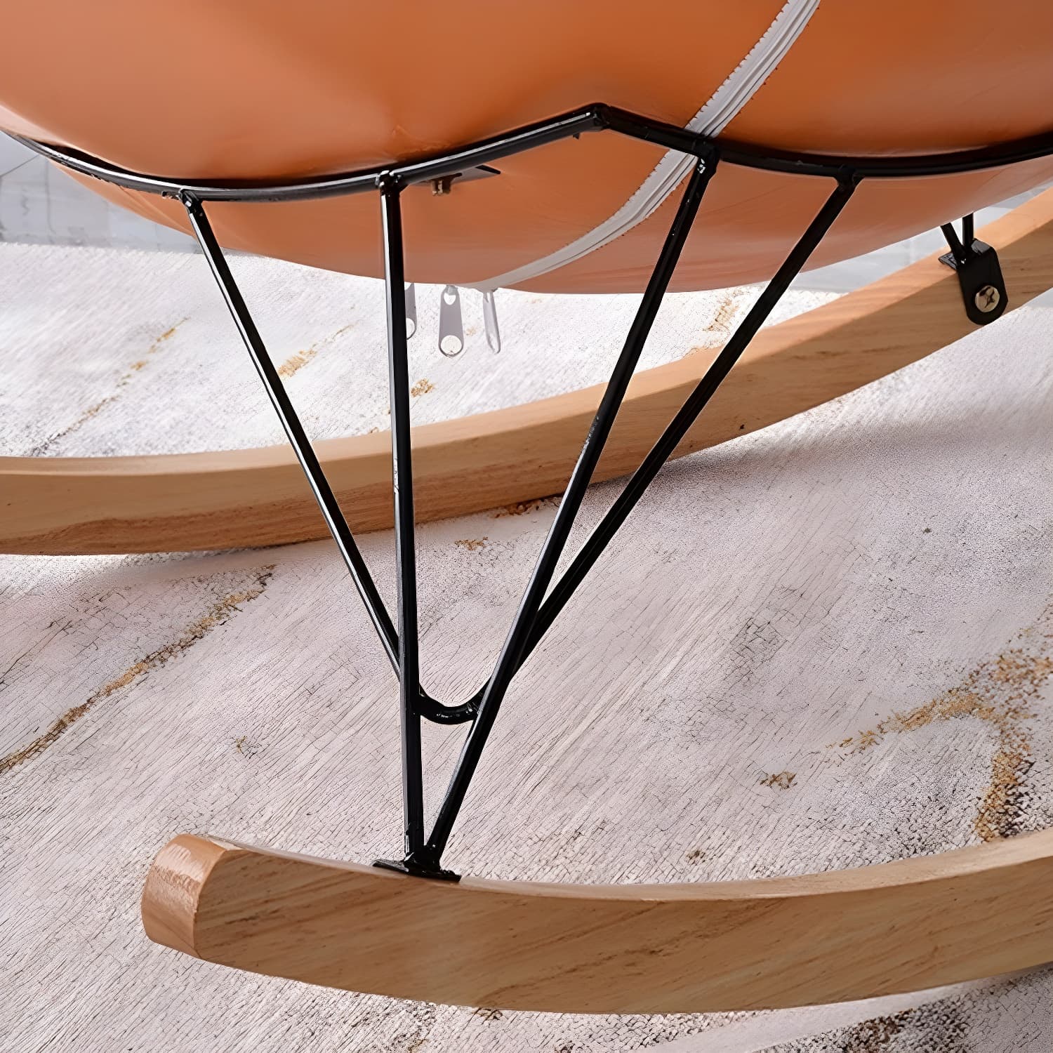Modern Upholstered Rocking Chair with Ottoman Set - Natural Wood Legs thumbnail 17
